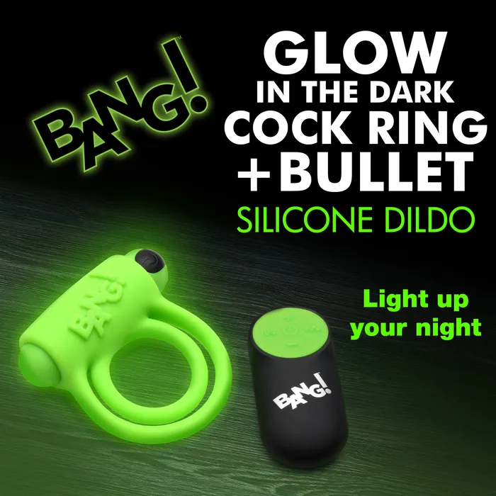Male Sex Toys Bang GlowintheDark Silicone Vibrating Cock Ring