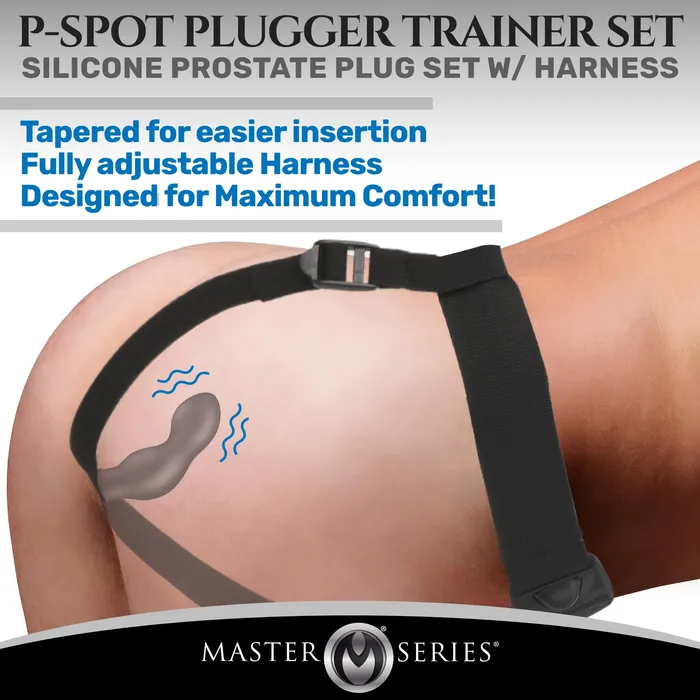 Male Sex Toys Master Series PSpot Plugger 28X Silicone Prostate Plug with Comfort Harness and Remote Control