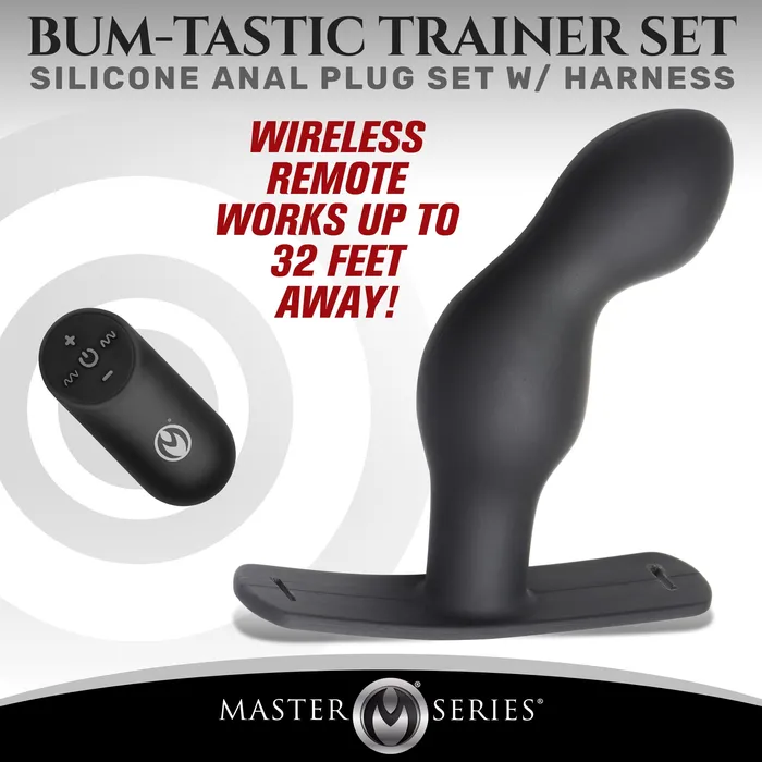 Male Sex Toys Master Series PSpot Plugger 28X Silicone Prostate Plug with Comfort Harness and Remote Control