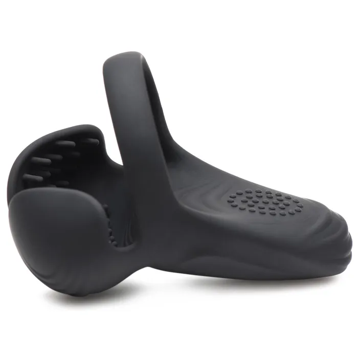 Male Sex Toys Trinity Men 10X Vibrating Silicone Cock Ring with Taint Stim and Remote