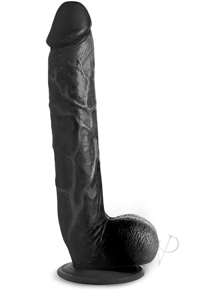 Master Cock Master Cock Long Logan Dildo with Balls 10in Black Female Sex Toys