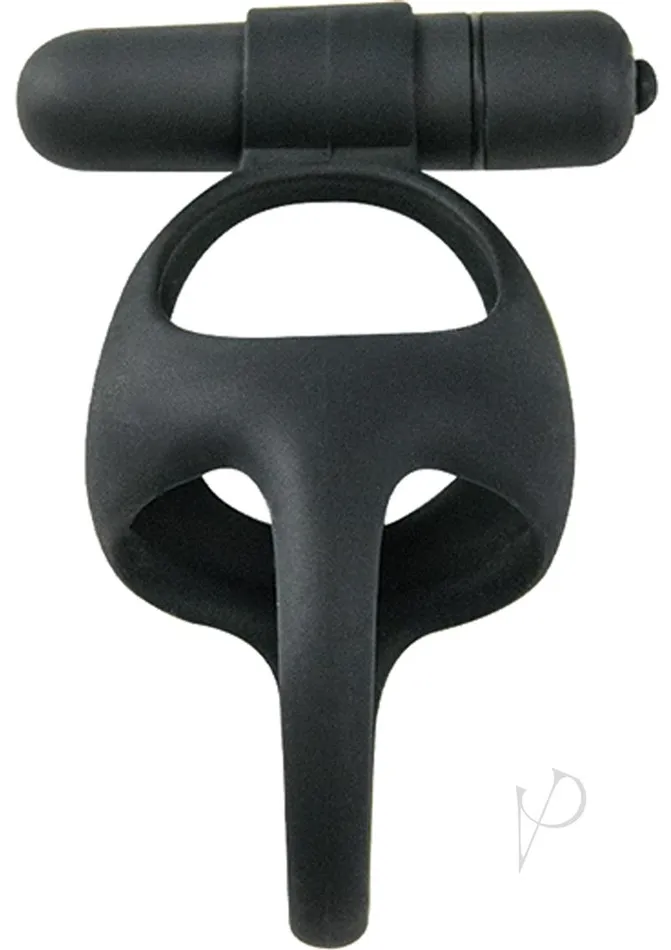 My Cockring Female Sex Toys My Cockring Silicone Vibrating Bullet and Scrotum Ring Black