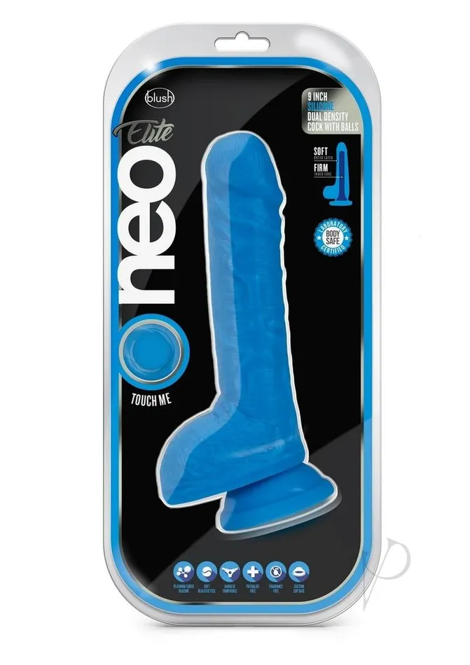 Neo Elite Silicone Dual Density Dildo with Balls 9in Blue Neo Elite Female Sex Toys Neo Elite Silicone Dual Density Dildo with Balls 9in Blue Neo Elite Female Sex Toys