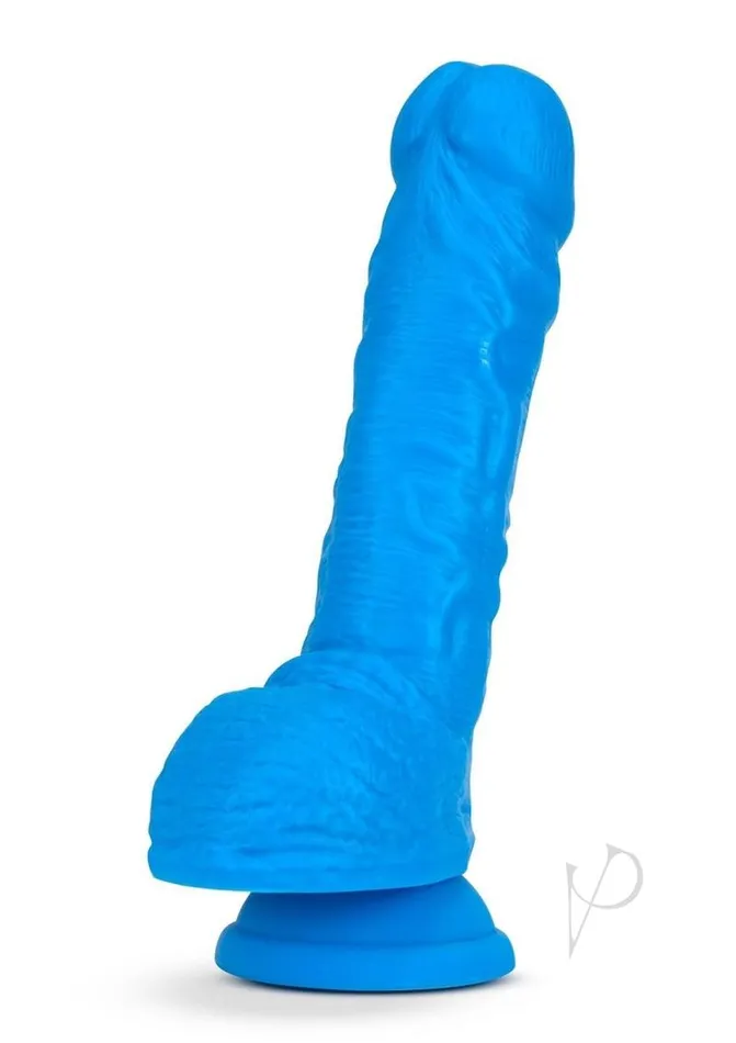 Neo Elite Silicone Dual Density Dildo with Balls 9in Blue Neo Elite Female Sex Toys