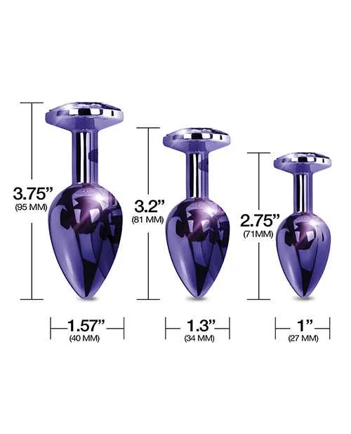 Nixie Metal Butt Plug Trainer Set wInlaid Jewel Purple Metallic Nixie Anal Nixie Metal Butt Plug Trainer Set wInlaid Jewel Purple Metallic Nixie Anal