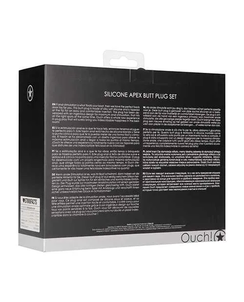 Ouch Anal Shots Ouch Apex Butt Plug Set Black