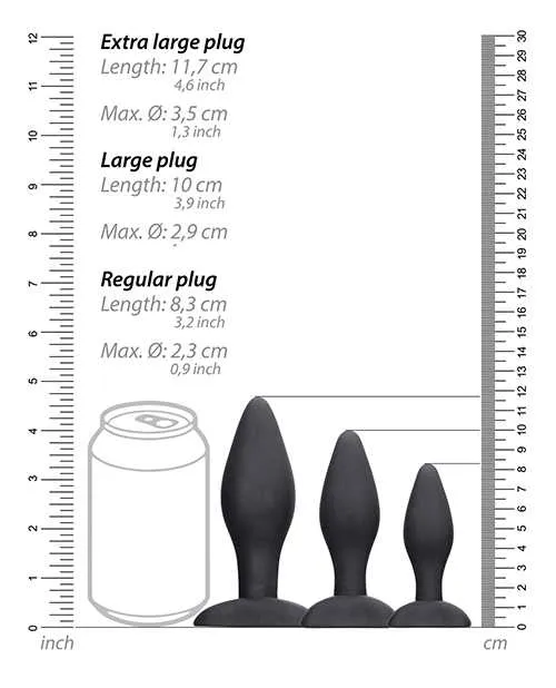 Ouch Anal Shots Ouch Apex Butt Plug Set Black Ouch Anal Shots Ouch Apex Butt Plug Set Black