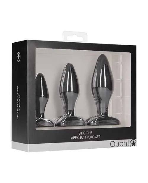 Ouch Anal Shots Ouch Apex Butt Plug Set Black Ouch Anal Shots Ouch Apex Butt Plug Set Black