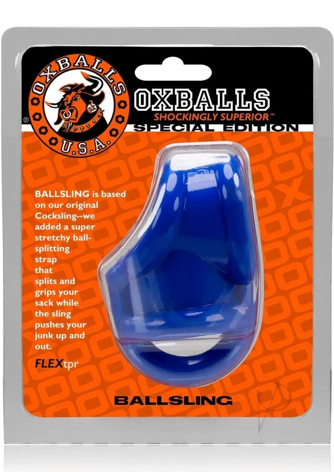Oxballs Ball Sling with Ball Splitter Strap Blue Oxballs Male Sex Toys
