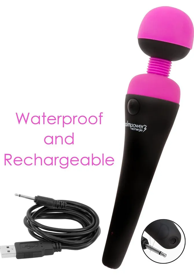 PalmPower Rechargeable Silicone Personal Wand Massager Fuschia Palmpower Female Sex Toys