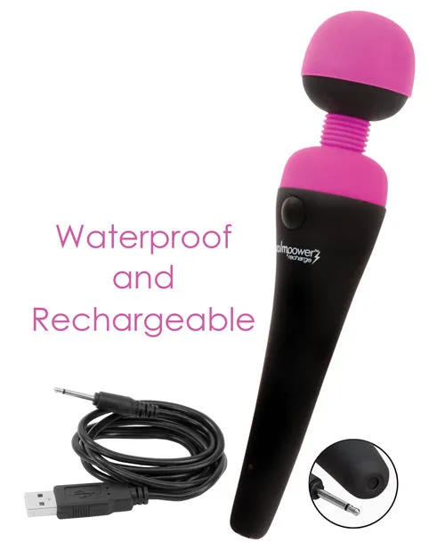 PalmPower Rechargeable Silicone Personal Wand Massager Fuschia Palmpower Female Sex Toys