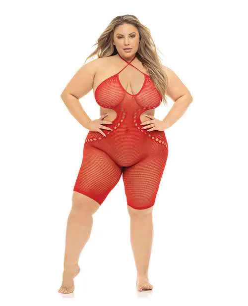 Pink Lipstick Pink Lipstick Fill Me in Bodystocking Red QN Vibrators