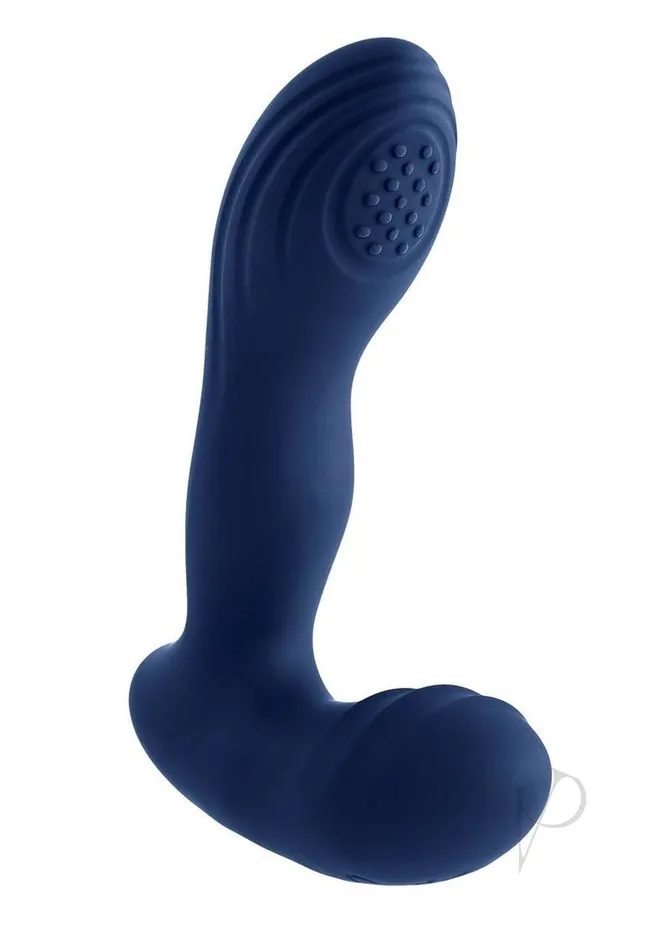 Playboy Pleasure Pleaser Rechargeable Silicone Vibrating Warming Prostate Massager with Remote Control Blue Playboy Female Sex Toys
