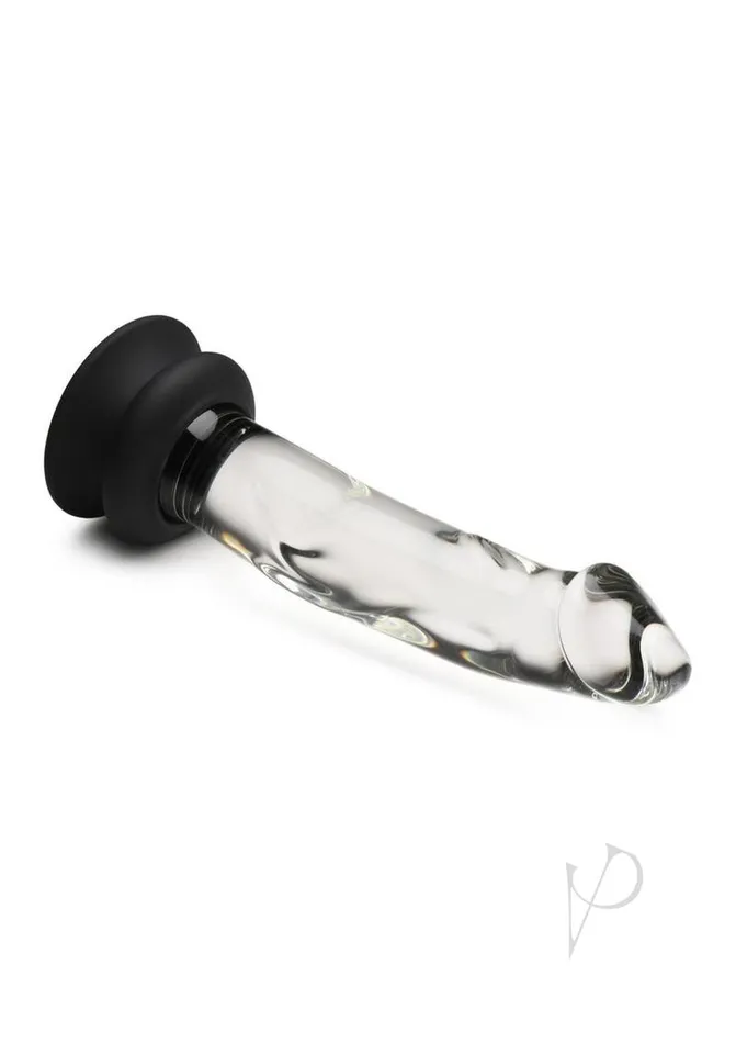 Pleasure Crystals Glass Dildo with Silicone Base 76in ClearBlack Pleasure Crystals Anal