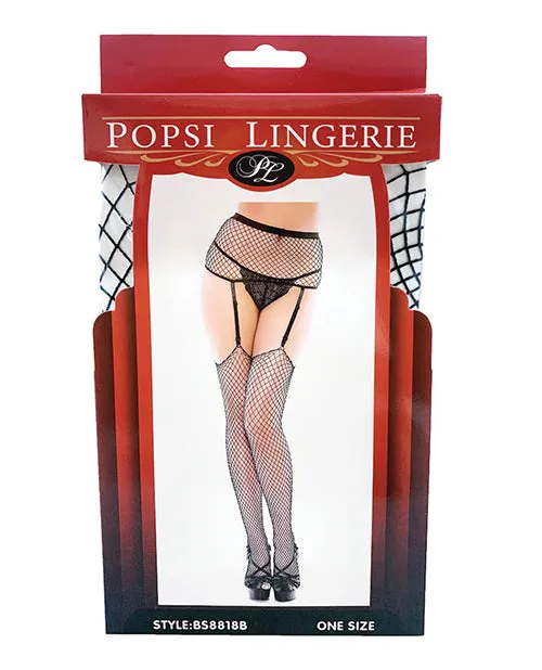 Popsi Lingerie Fishnet Garter Pantyhose Black OS Anal Popsi Lingerie Fishnet Garter Pantyhose Black OS Anal