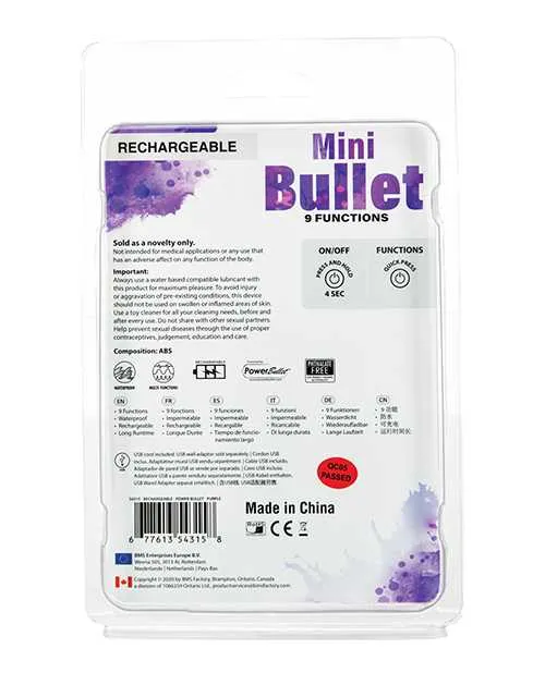 Power Bullet Mini Bullet Rechargeable Bullet 9 Functions Purple Female Sex Toys Power Bullet Mini Bullet Rechargeable Bullet 9 Functions Purple Female Sex Toys