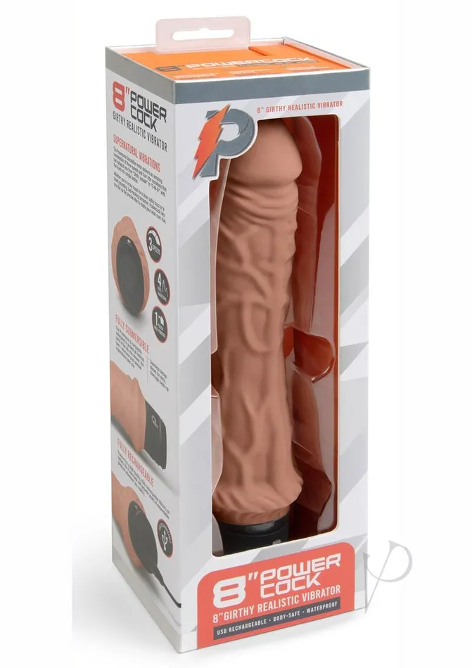 Powercocks Silicone Rechargeable Girthy Realistic Vibrator 8in Caramel Powercocks Female Sex Toys Powercocks Silicone Rechargeable Girthy Realistic Vibrator 8in Caramel Powercocks Female Sex Toys
