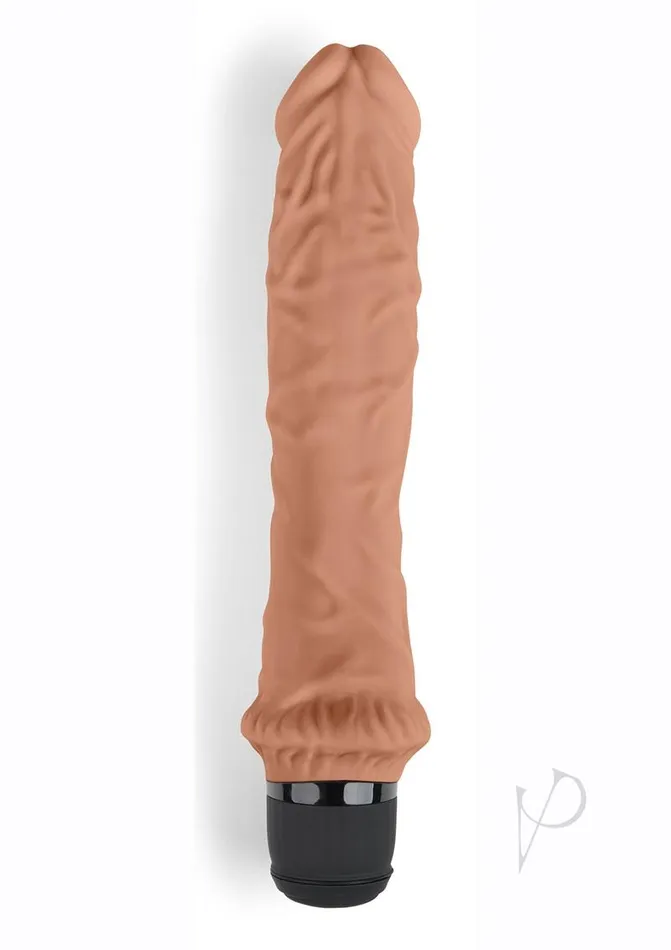 Powercocks Silicone Rechargeable Girthy Realistic Vibrator 8in Caramel Powercocks Female Sex Toys