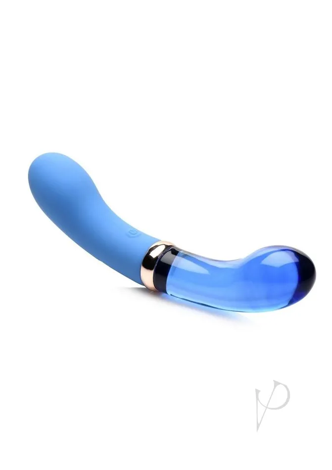 Prisms Prisms VibraGlass 10X Bleu Dual End GSpot Rechargeable SiliconeGlass Vibrating Dildo Teal Female Sex Toys
