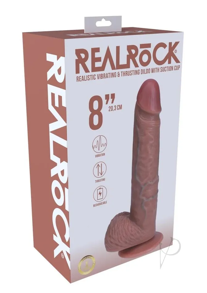 Real Rock Female Sex Toys RealRock Vibrating and Thrusting Cock with Balls 8in Caramel Real Rock Female Sex Toys RealRock Vibrating and Thrusting Cock with Balls 8in Caramel
