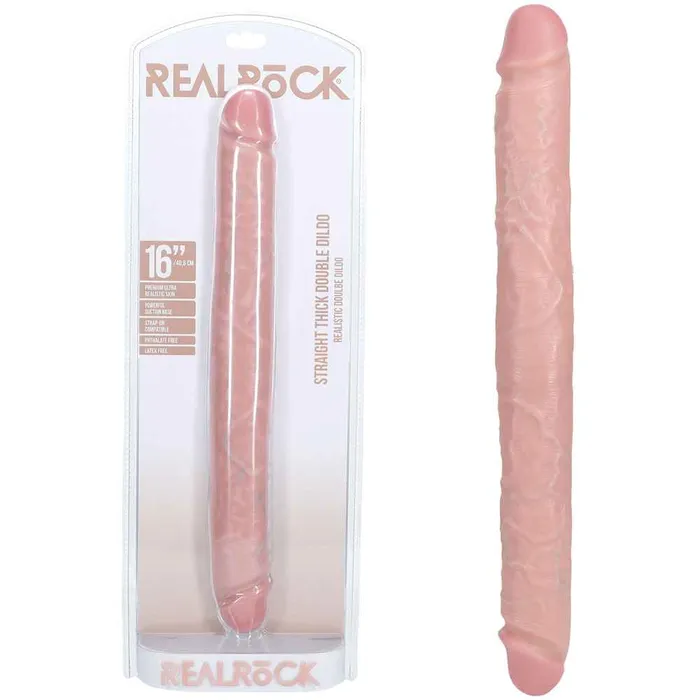 REALROCK 16 Inch Thick Double Dildo Flesh Shots Toys Dildos