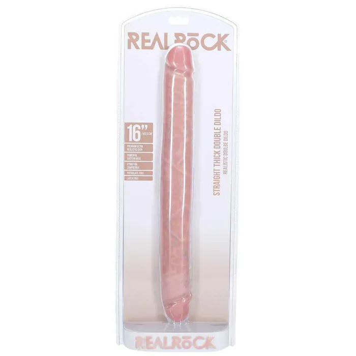 REALROCK 16 Inch Thick Double Dildo Flesh Shots Toys Dildos