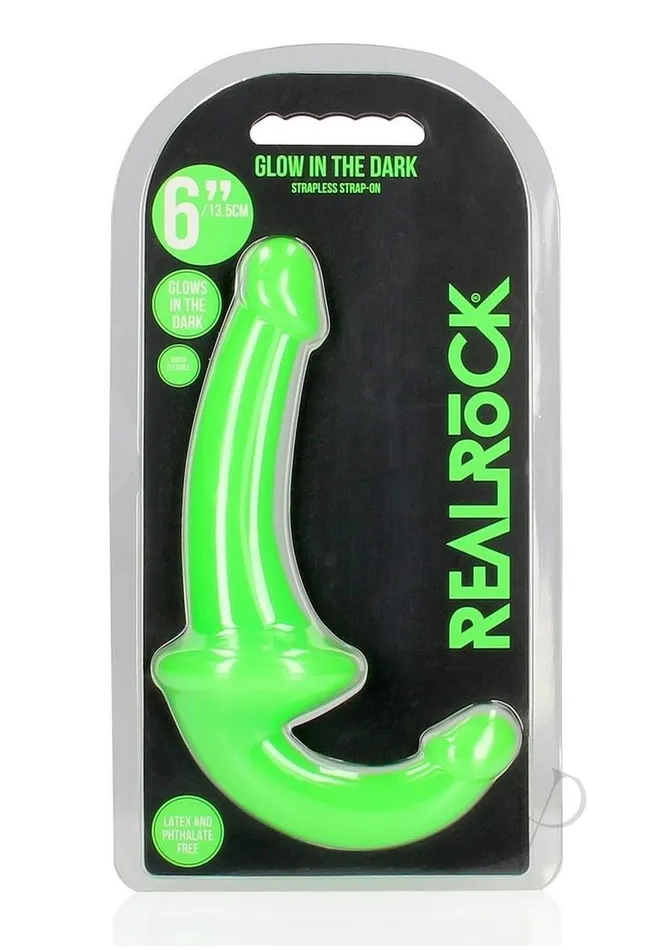 RealRock Strapless StrapOn Glow in the Dark Dildo 6in Green Real Rock Female Sex Toys RealRock Strapless StrapOn Glow in the Dark Dildo 6in Green Real Rock Female Sex Toys