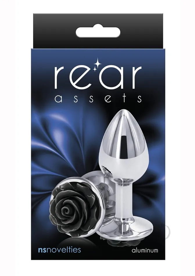 Rear Assets Anal Rear Assets Rose Aluminum Anal Plug Small BlackSilver