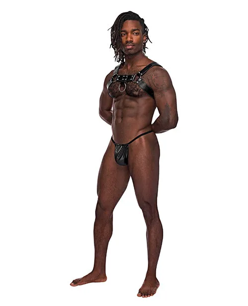 Restraints Male Power Leather Aries Single Ring Harness Black OS