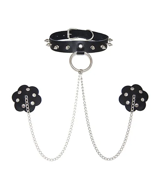 Restraints Neva Nude Neva Nude Burlesque Slave 4 U Chain Neck Choker Leather Reusable Silicone Pasties Black OS Restraints Neva Nude Neva Nude Burlesque Slave 4 U Chain Neck Choker Leather Reusable Silicone Pasties Black OS