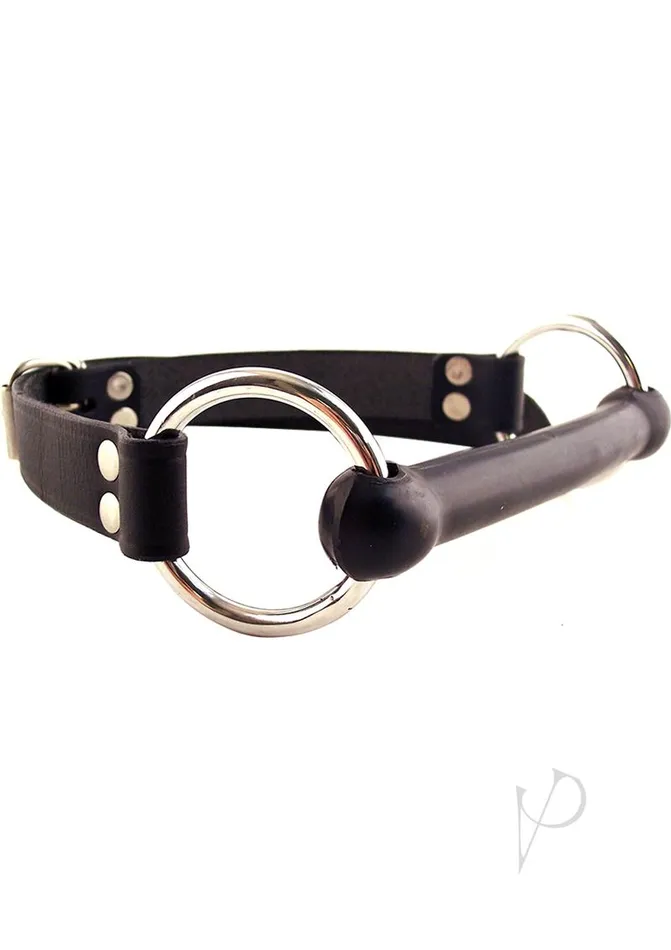 Restraints Rouge Rouge O Ring Rod Gag Leather and Rubber Black