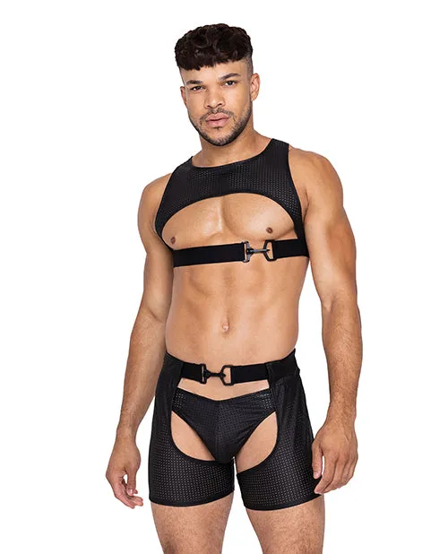Roma Confidential Anal Master Harness wHook Ring Closure Black LG