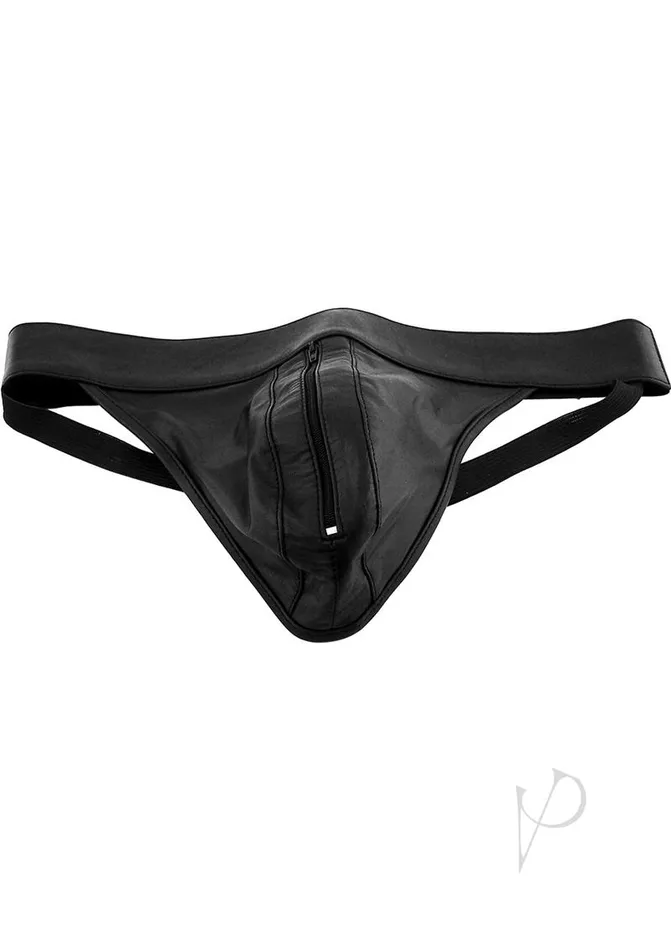 Rouge Leather Zip Jocks Medium Black Rouge Anal