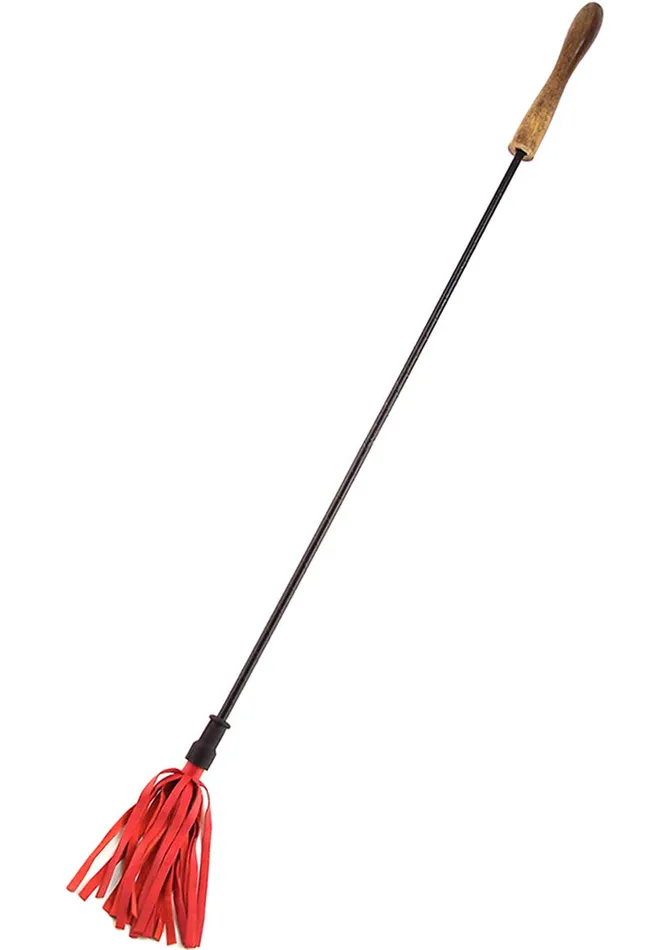 Rouge Restraints Rouge Wooden Handle Leather Riding Crop Red