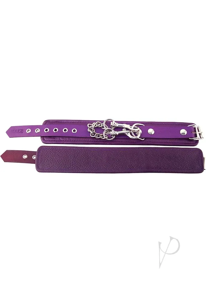 Rouge Rouge Plain Leather Adjustable Wrist Cuffs Purple Restraints