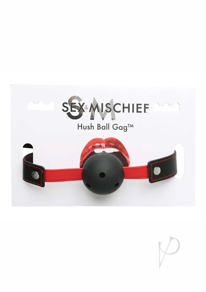 Sex And Mischief Anal Sex and Mischief Hush Ball Gag Adjustable Strap BlackRed