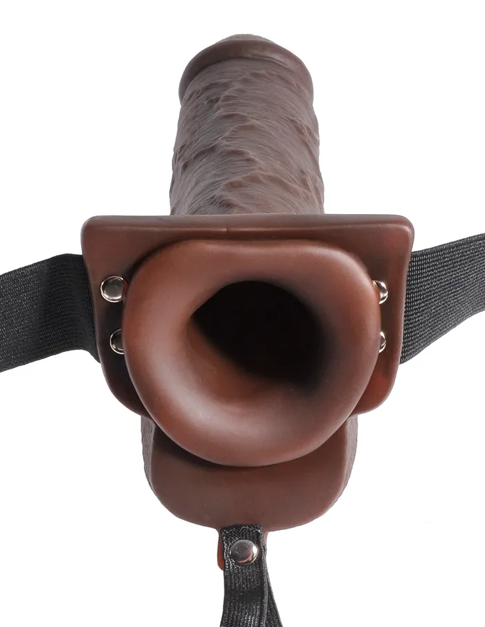 SimpleeDiscreet Female Sex Toys Fetish Fantasy 9 in Hollow Squirting Strapon W Balls Brown