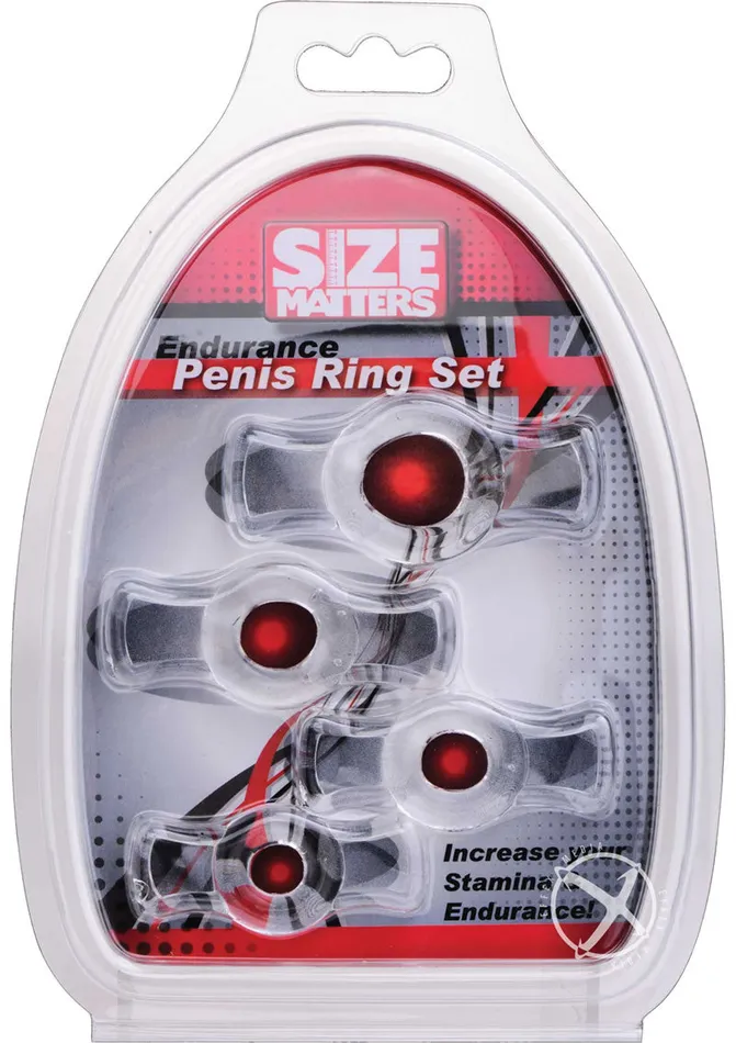 Size Matters Endurance Clear 4 Ring Penis Set Size Matters Male Sex Toys