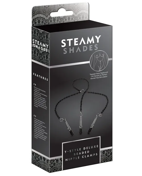 Steamy Shades YStyle Deluxe Beaded Nipple Clamps BlackSilver Steamy Shades Anal Steamy Shades YStyle Deluxe Beaded Nipple Clamps BlackSilver Steamy Shades Anal