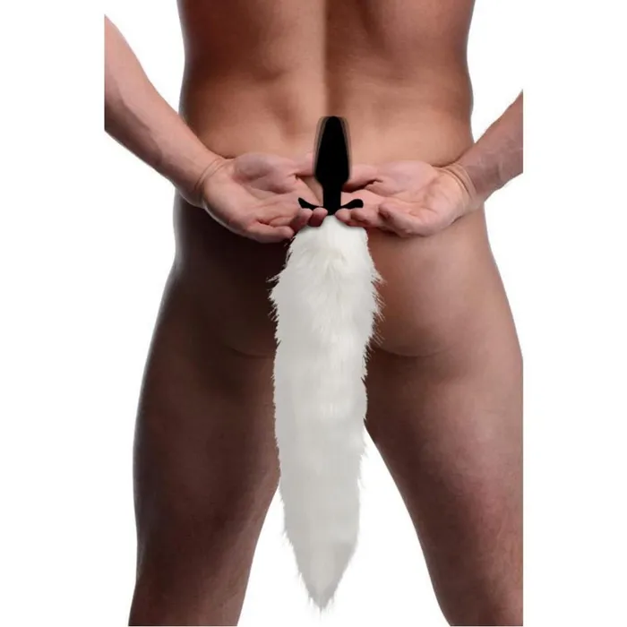 Tailz Male Sex Toys Vibrating White Fox Tail Slender Anal Plug
