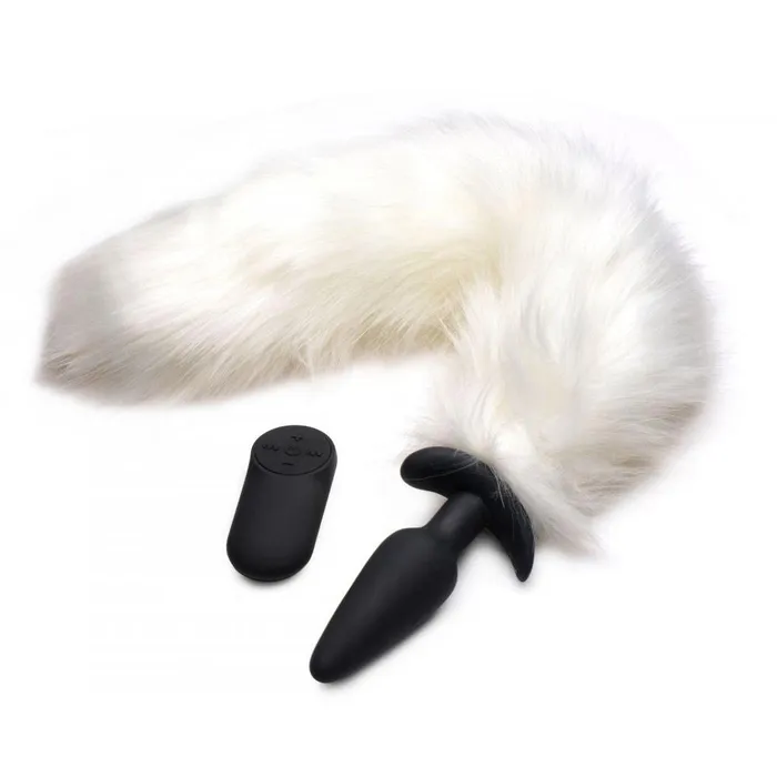 Tailz Male Sex Toys Vibrating White Fox Tail Slender Anal Plug