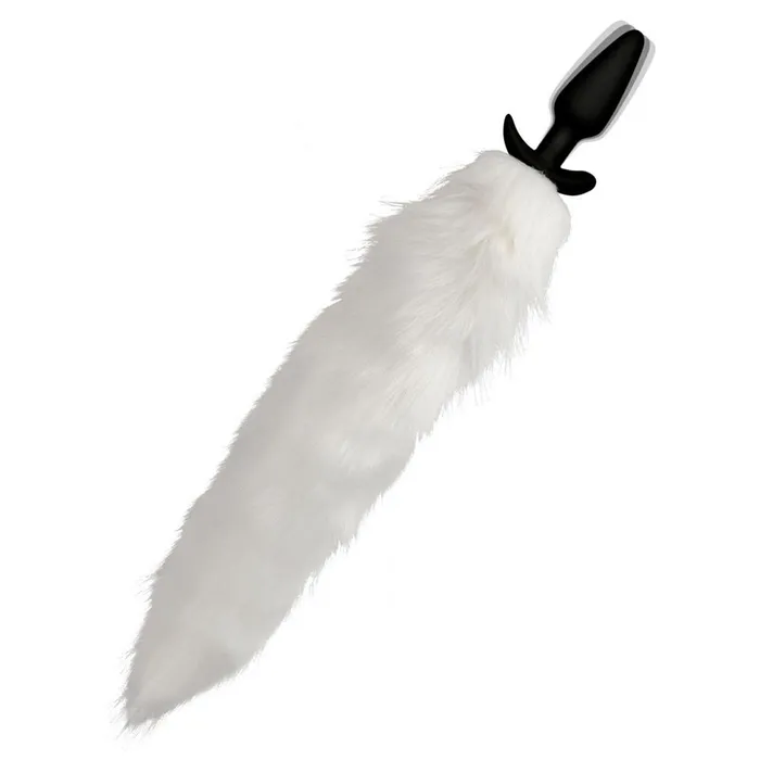 Tailz Male Sex Toys Vibrating White Fox Tail Slender Anal Plug