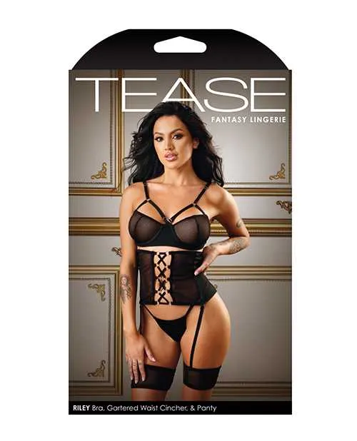 Tease By Fantasy Lingerie Anal Tease Riley Net Bra Waist Cincher Panty Black LXL Tease By Fantasy Lingerie Anal Tease Riley Net Bra Waist Cincher Panty Black LXL