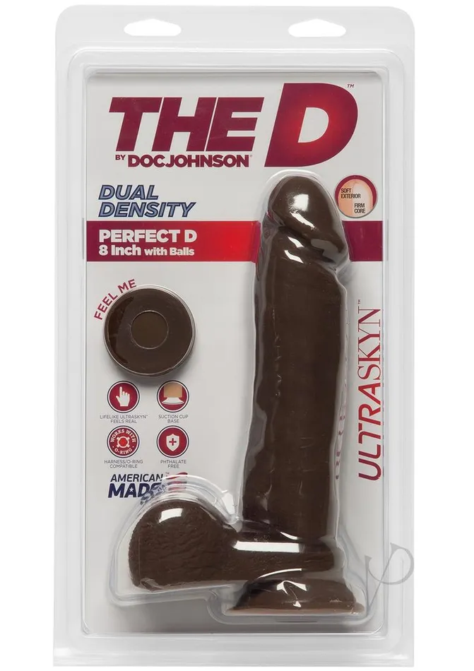 The D Female Sex Toys The D Perfect D Ultraskyn Dildo with Balls 8in Chocolate The D Female Sex Toys The D Perfect D Ultraskyn Dildo with Balls 8in Chocolate