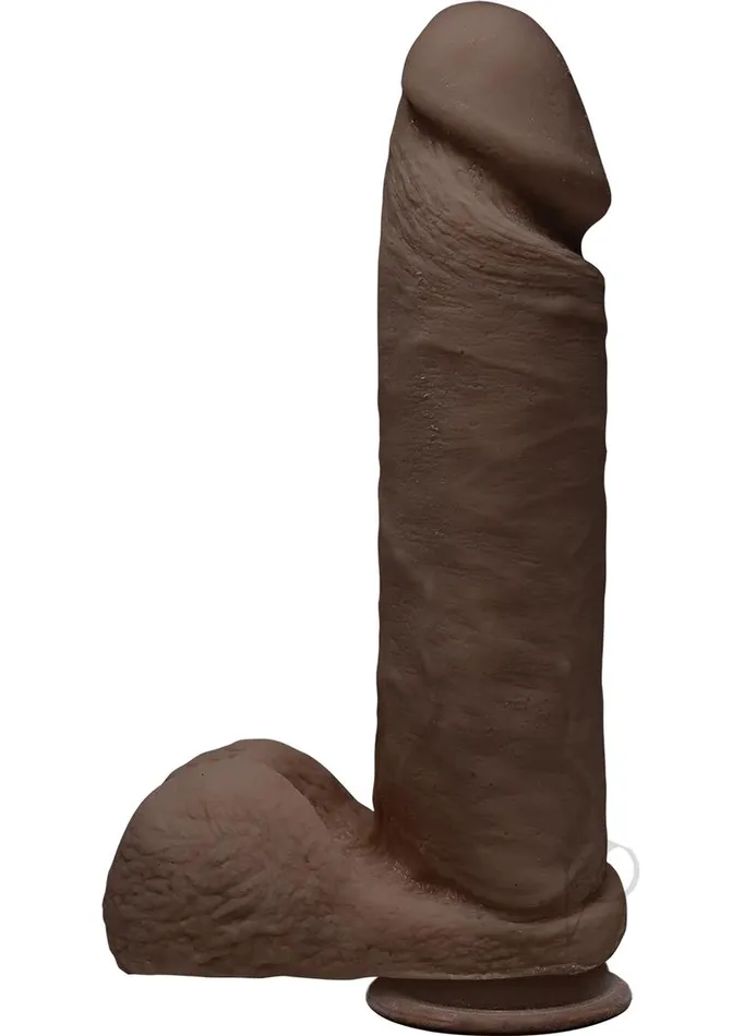 The D Female Sex Toys The D Perfect D Ultraskyn Dildo with Balls 8in Chocolate
