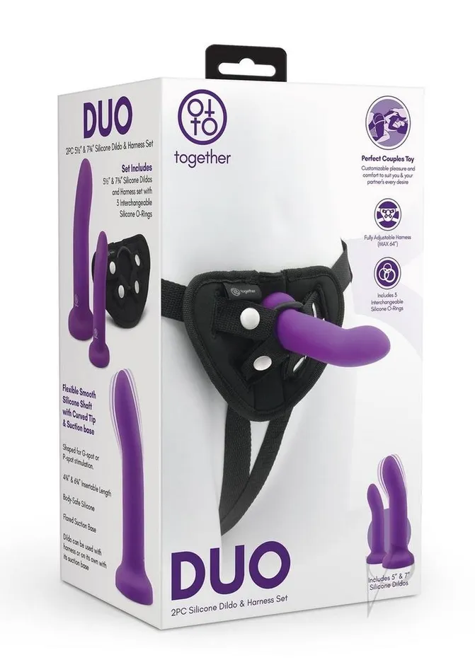 Together Toys Anal Together Toys DUO Silicone 55in 775in Dildos and Harness Set PurpleBlack Together Toys Anal Together Toys DUO Silicone 55in 775in Dildos and Harness Set PurpleBlack