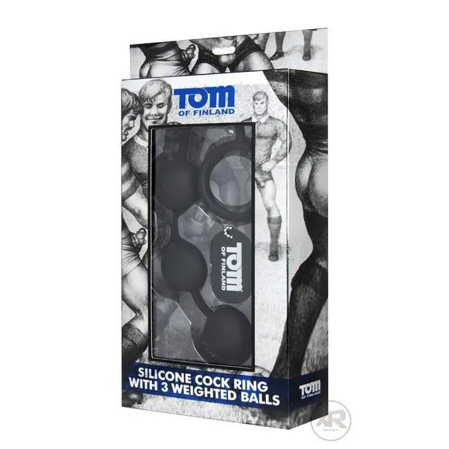 Tom of Finland Male Sex Toys Tom of Finland Silicone Cock Ring with 3 Weighted Anal Balls