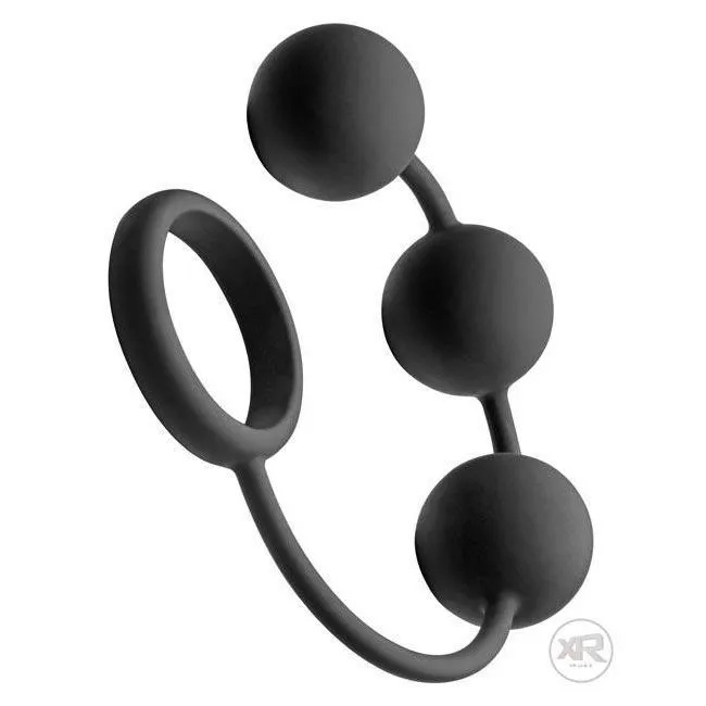 Tom of Finland Male Sex Toys Tom of Finland Silicone Cock Ring with 3 Weighted Anal Balls