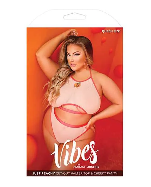Vibes By Fantasy Lingerie Female Sex Toys Just Peachy Cut Out Halter Top Cheeky Panty Nude QN Vibes By Fantasy Lingerie Female Sex Toys Just Peachy Cut Out Halter Top Cheeky Panty Nude QN