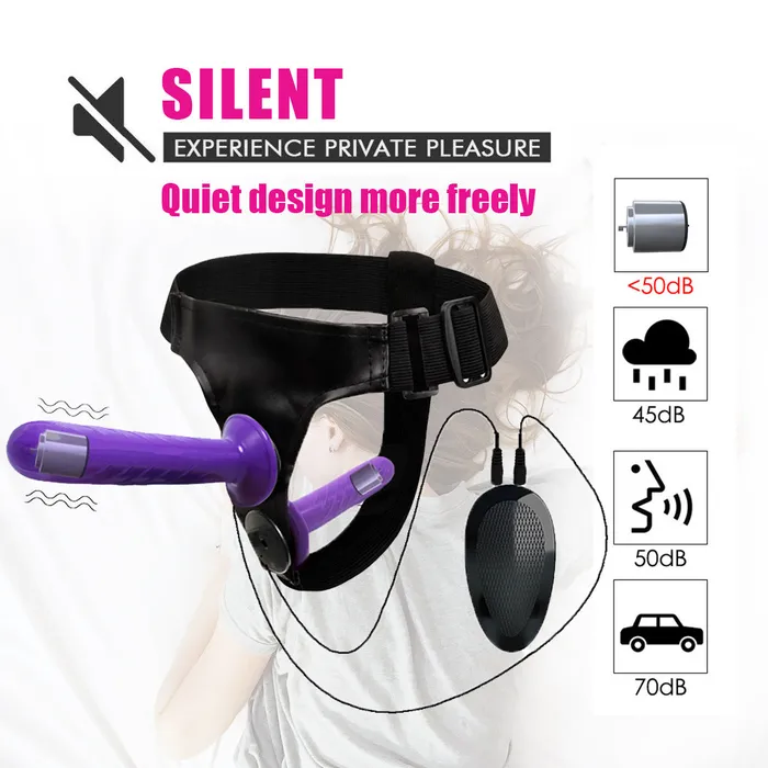 Vibrating Harness Strap On Double Dildo Wild Night Fantasies Female Sex Toys